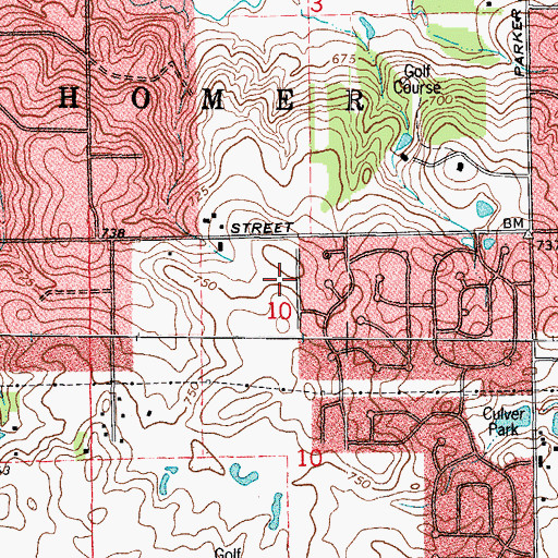 Topographic Map of Saddle Brook Run, IL