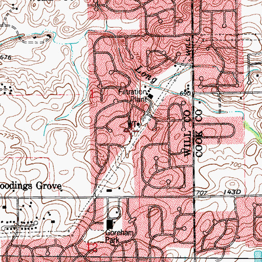 Topographic Map of Derby Meadows, IL