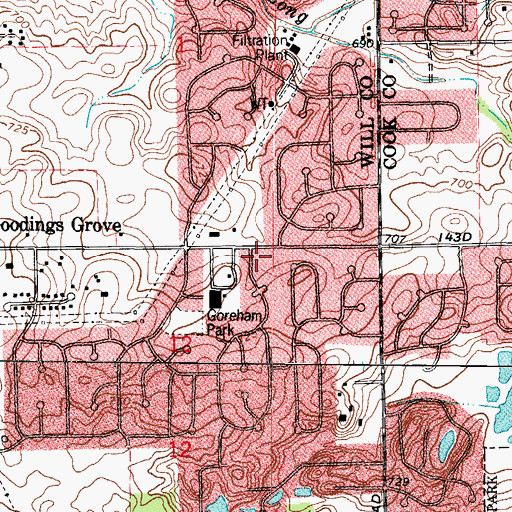Topographic Map of Somerset Hills, IL