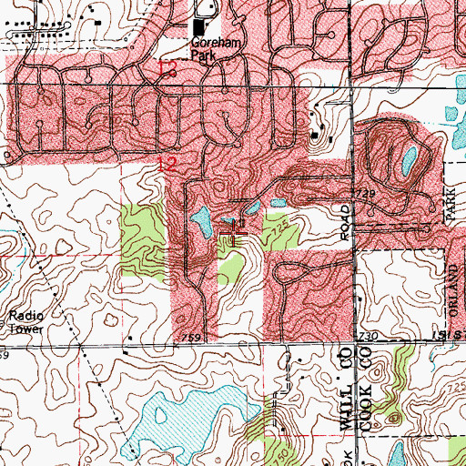 Topographic Map of Spring Lake Woods, IL