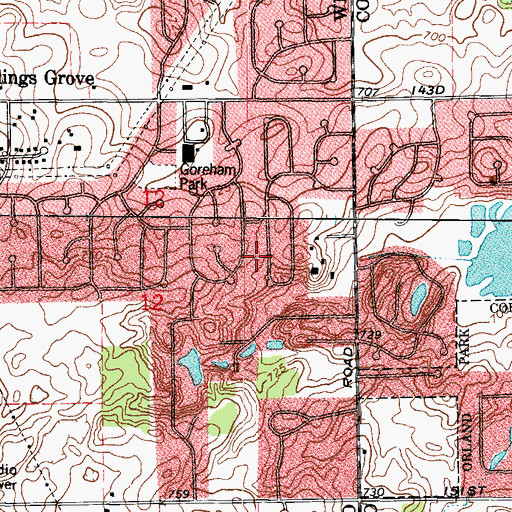 Topographic Map of Pineview Hills, IL