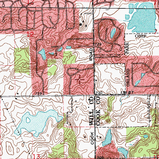 Topographic Map of Wilco Estates, IL