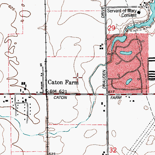 Topographic Map of Brookside, IL