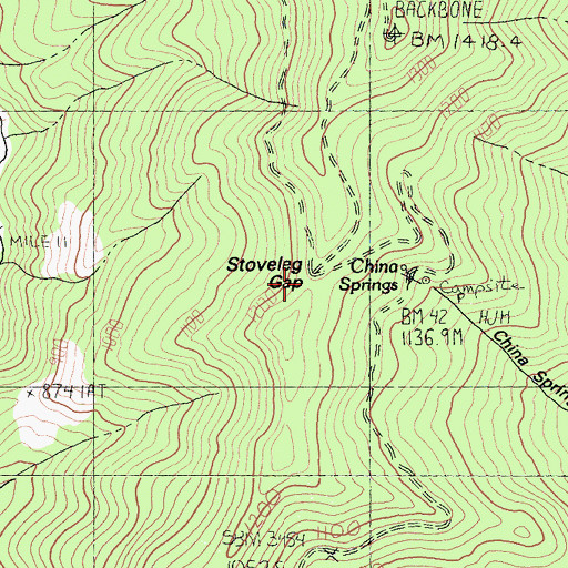 Topographic Map of Stoveleg Gap, CA