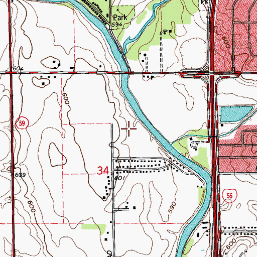 Topographic Map of Riverside at Ole Canton Farm, IL