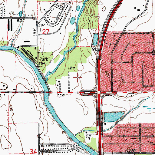 Topographic Map of Old Oaks, IL