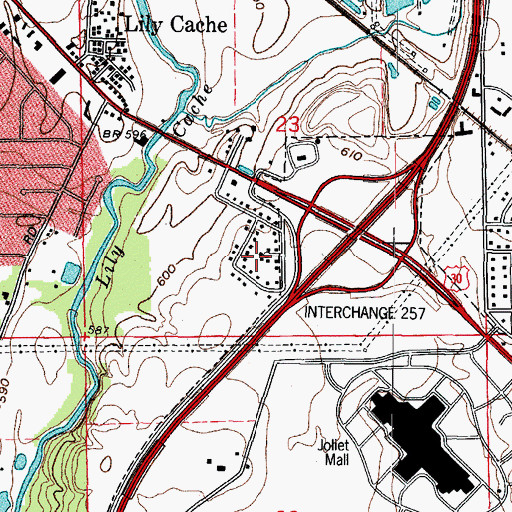 Topographic Map of Winding Creek, IL