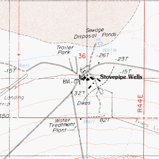 Topographic Map of Stovepipe Wells, CA