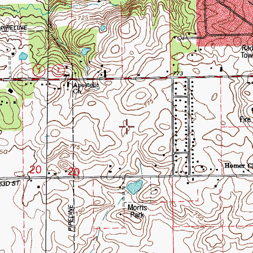 Topographic Map of Windmill Estates, IL