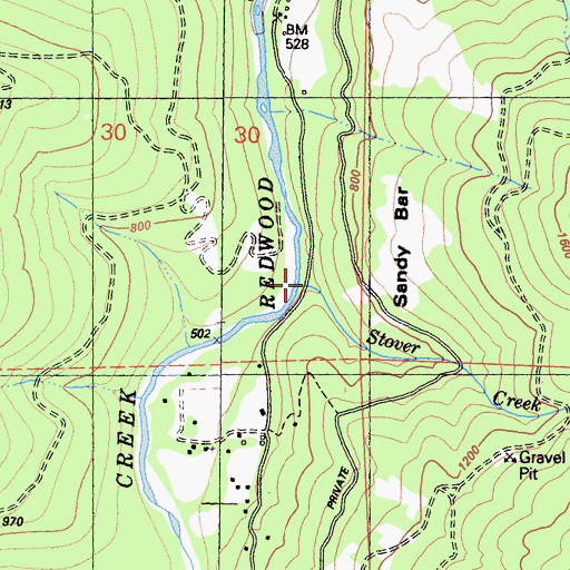 Topographic Map of Stover Creek, CA