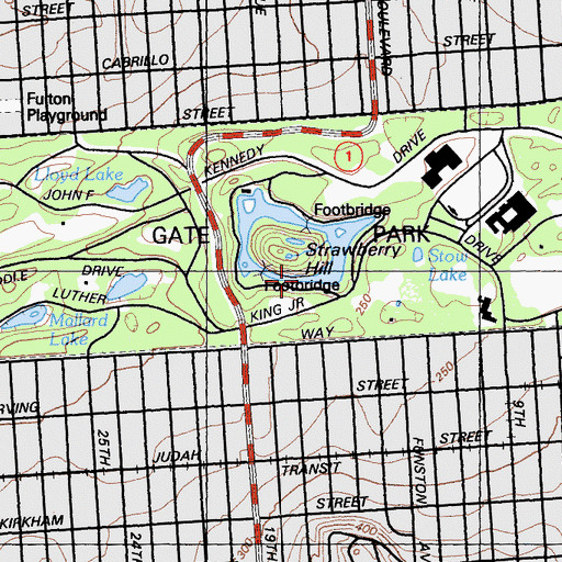 Topographic Map of Stow Lake, CA