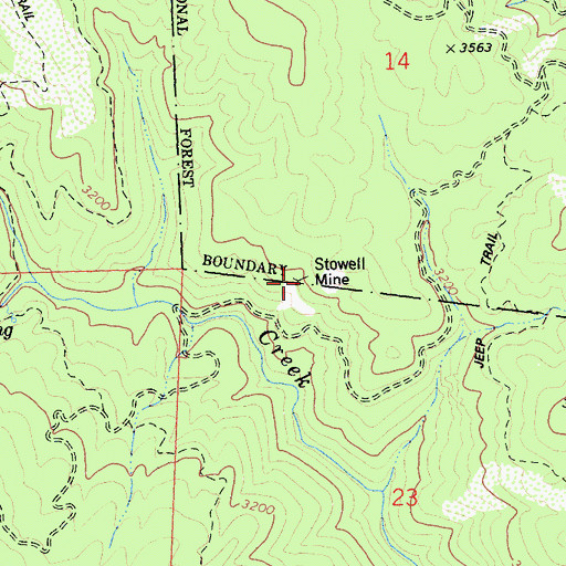 Topographic Map of Stowell Mine, CA