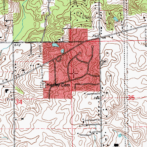 Topographic Map of Rolling Glen, IL
