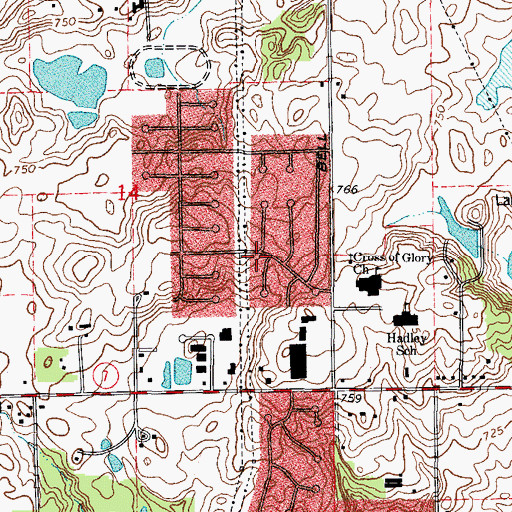 Topographic Map of Meadowview, IL