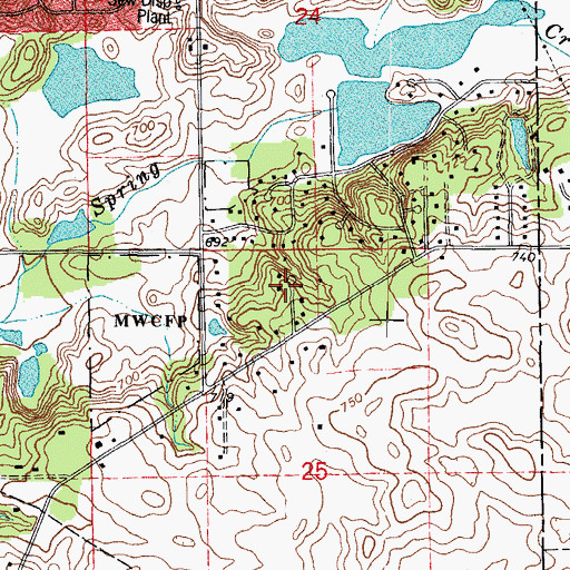 Topographic Map of Spring Creek, IL