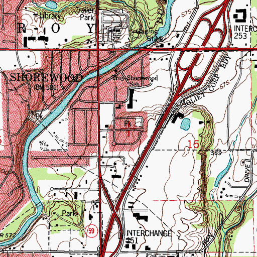Topographic Map of Sunset Hills, IL