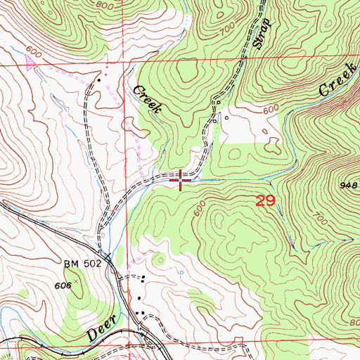 Topographic Map of Strap Miner Creek, CA