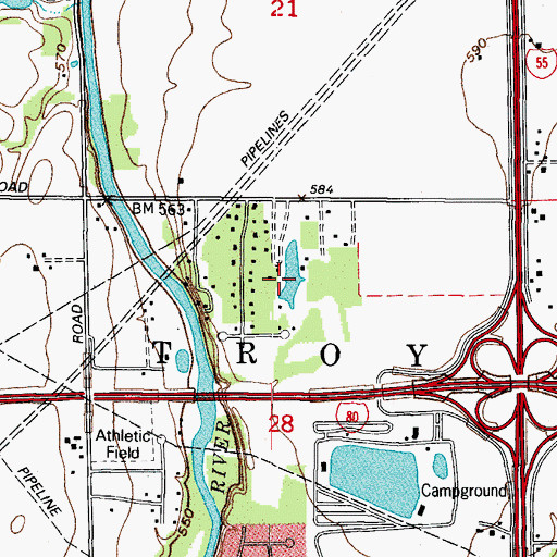 Topographic Map of Lake of the Woods, IL