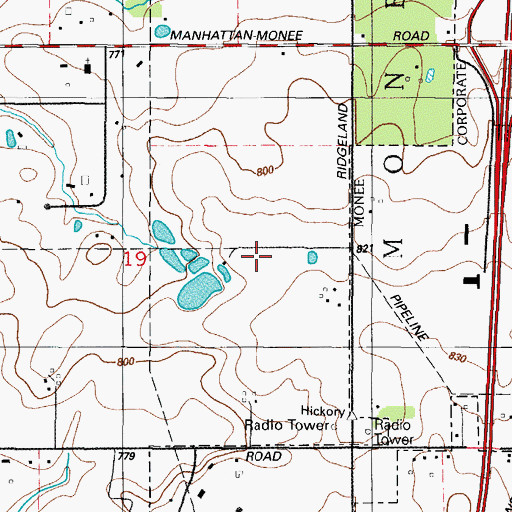 Topographic Map of Ridgeland Lakes Estates, IL