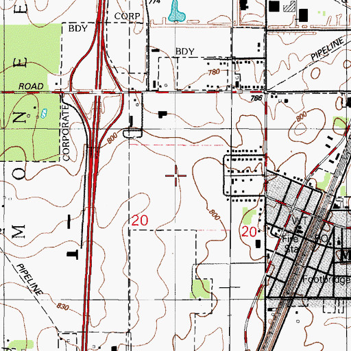 Topographic Map of Country Oaks, IL