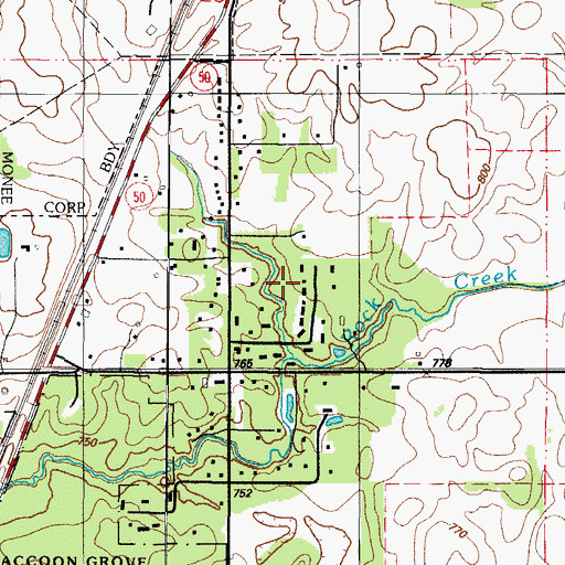 Topographic Map of Heatherbrook Estates, IL