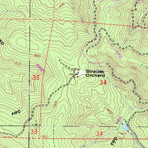 Topographic Map of Strauss Orchard, CA