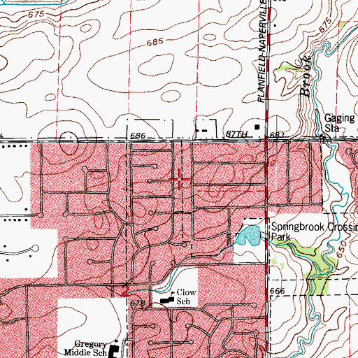 Topographic Map of Country View Estates, IL