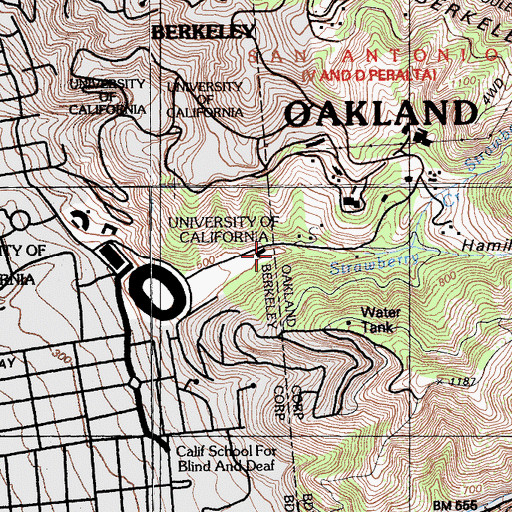 Topographic Map of Strawberry Creek, CA
