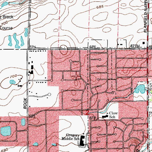 Topographic Map of Wheatland View, IL
