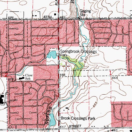 Topographic Map of Brookwood Estates, IL