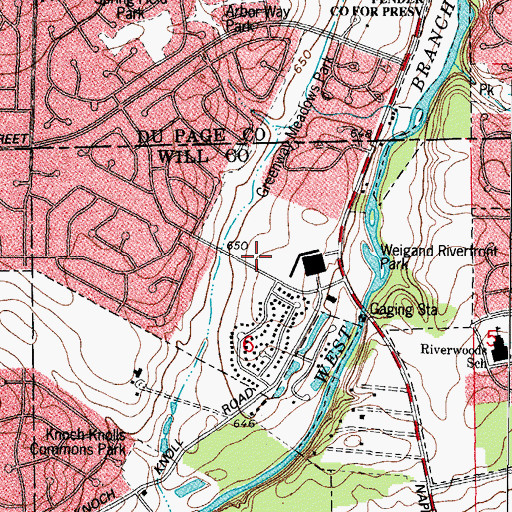 Topographic Map of Heritage Knolls, IL