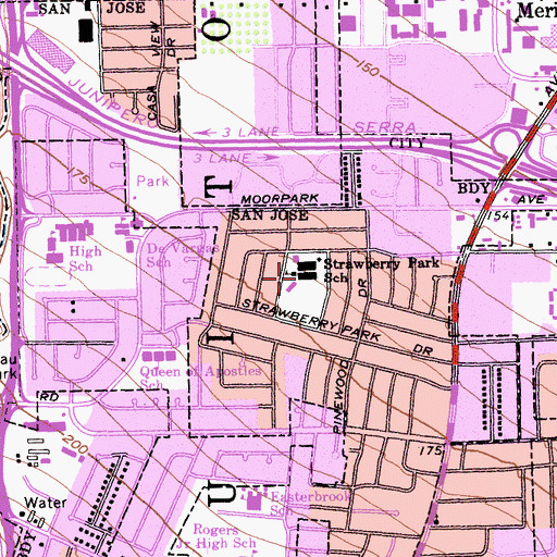 Topographic Map of Challenger School Strawberry Park Campus, CA