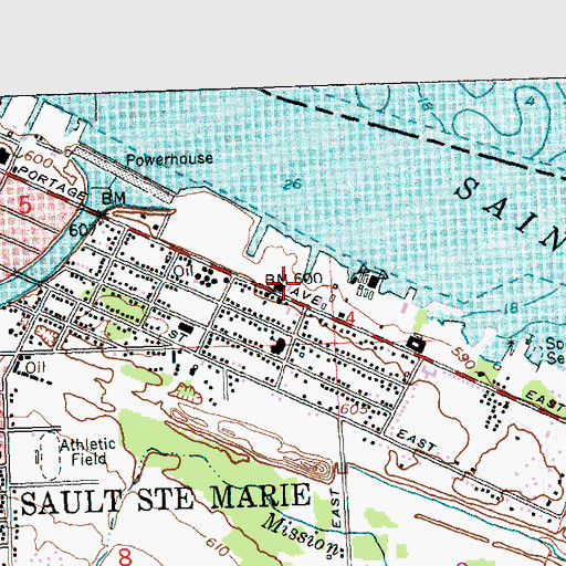 Topographic Map of Saint Mary's Medical Center, MI