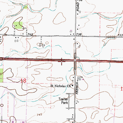 Topographic Map of Interchange 145, WI