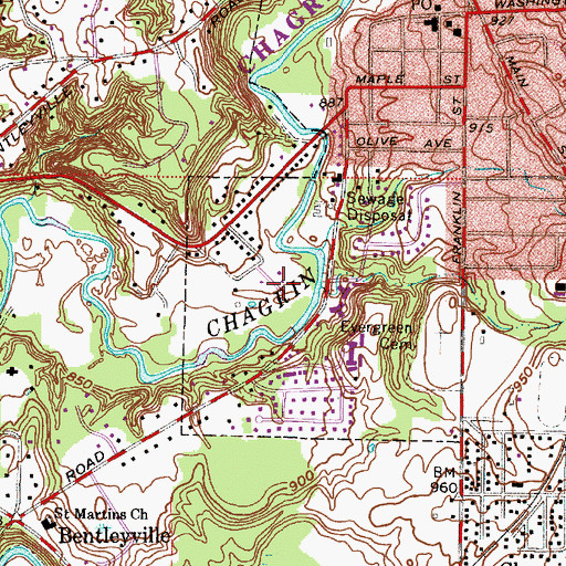 Topographic Map of Chagrin Falls Wastewater Treatment Facility, OH