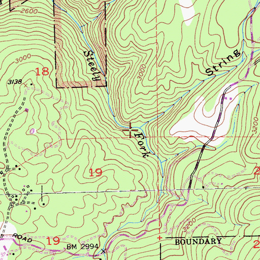 Topographic Map of String Canyon, CA