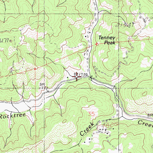 Topographic Map of String Creek, CA
