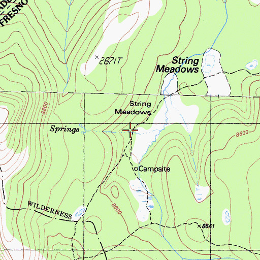 Topographic Map of String Meadows, CA