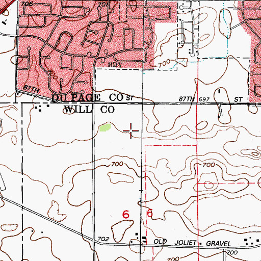 Topographic Map of Hunters Ridge, IL