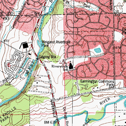Topographic Map of River Woods, IL