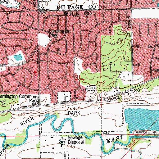 Topographic Map of Royce Hill, IL