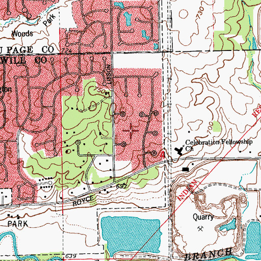 Topographic Map of Walnut Woods, IL
