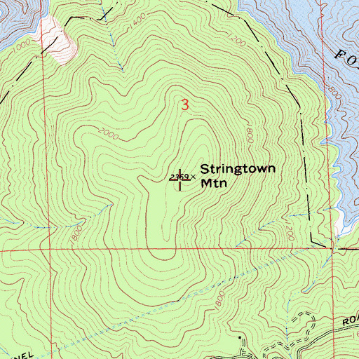 Topographic Map of Stringtown Mountain, CA