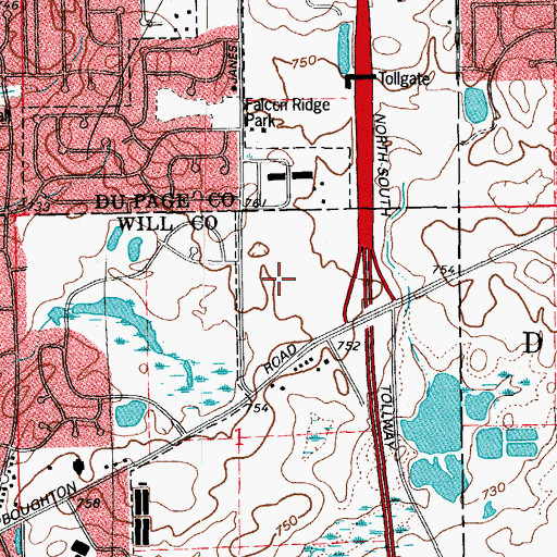 Topographic Map of Bayberry Ridge, IL