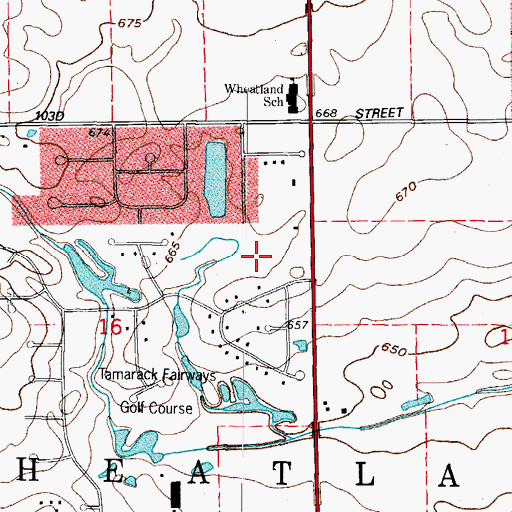 Topographic Map of Tamarack Fairways, IL