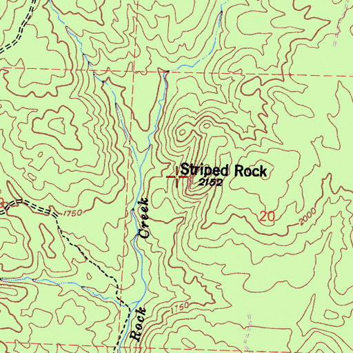 Topographic Map of Striped Rock, CA