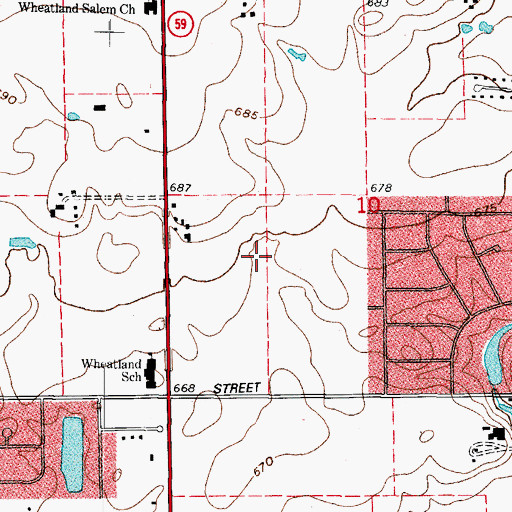 Topographic Map of Wheatland South, IL