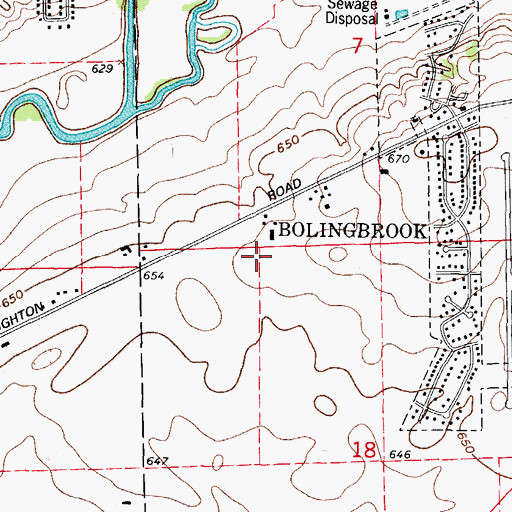 Topographic Map of Hickory Oaks, IL