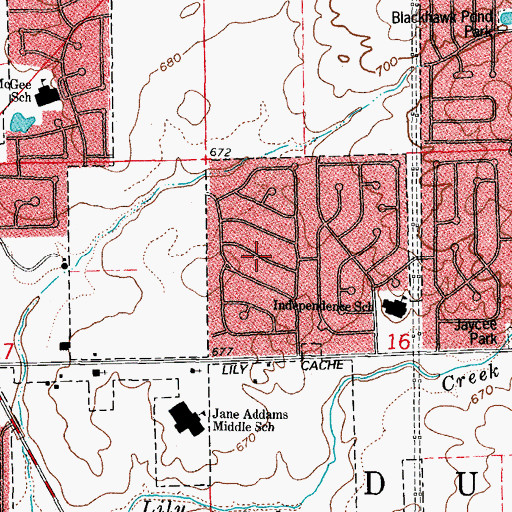 Topographic Map of Cinnamon Creek, IL