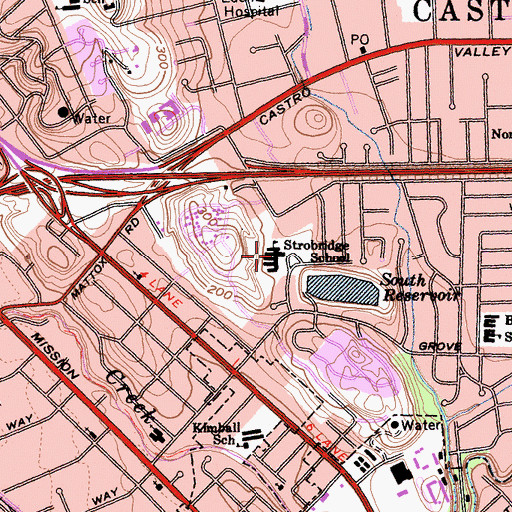 Topographic Map of Strobridge Elementary School, CA